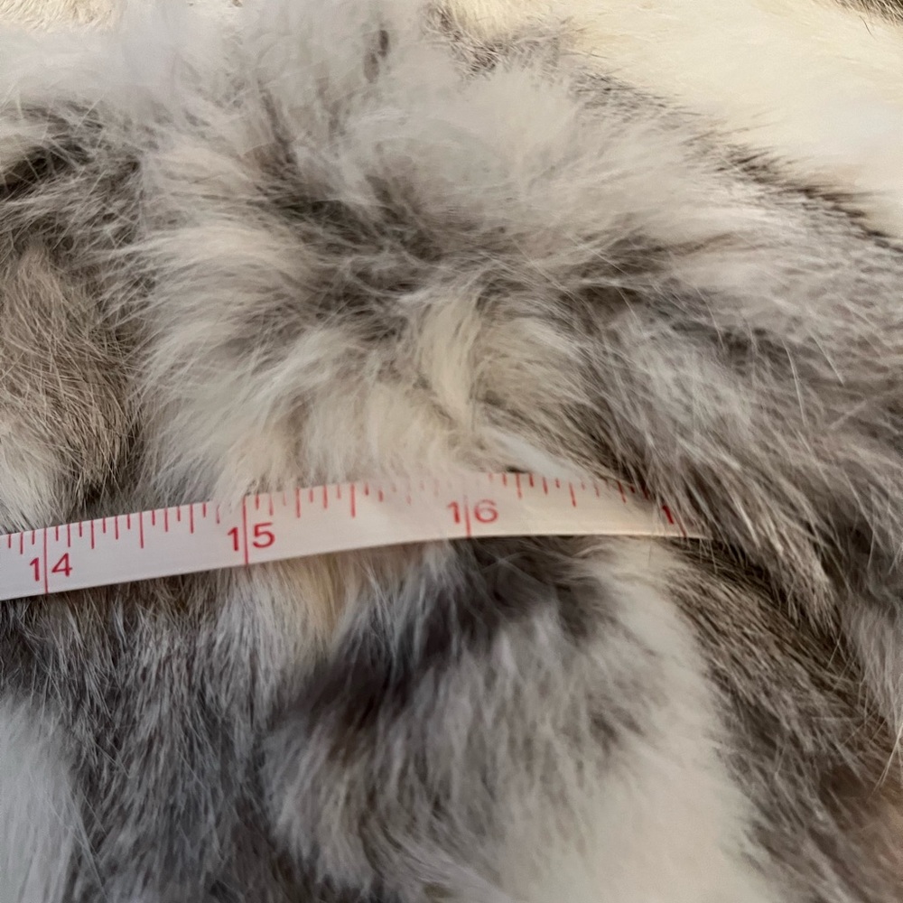 Adrienne Landau Rabbit Fur Jacket White & Grey Like New - Picture 9 of 10